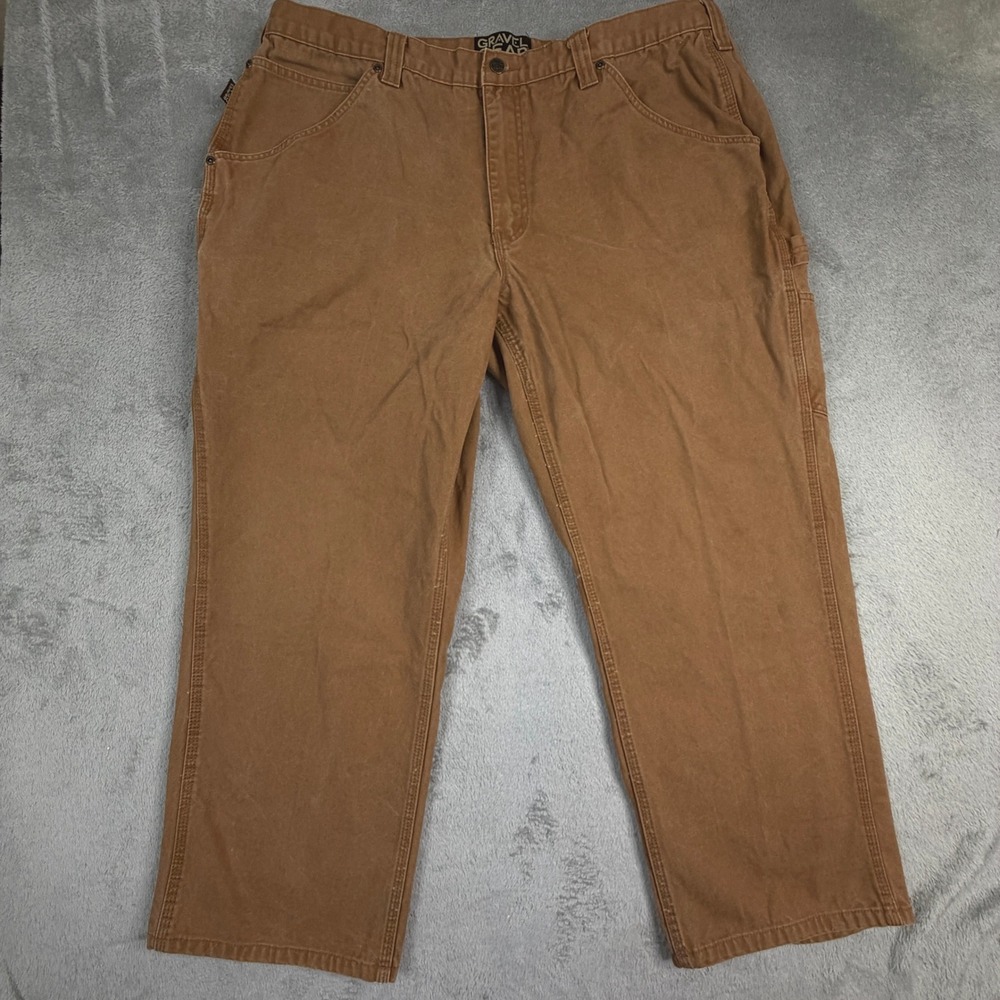 Gravel Gear Mens Brown Cotton Canvas‎ Relaxed Fit Carpenter Work Pants 44x30